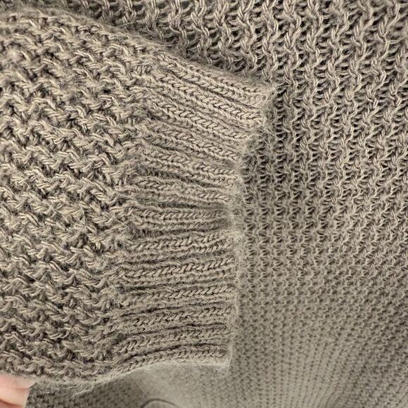 Dont Ask Why Taupe Waffle Knit Sweater Open Back V Neck Long Sleeve Size M/L - Picture 6 of 9